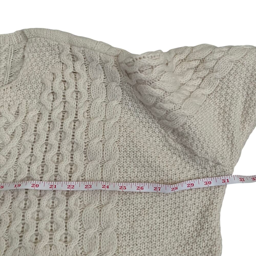 Aran Crafts XXL Vintage Cream Cable Knit Fisherman Cardigan Button-front Pockets - Picture 14 of 16